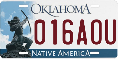 OK license plate 016AOU