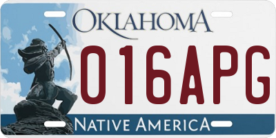 OK license plate 016APG