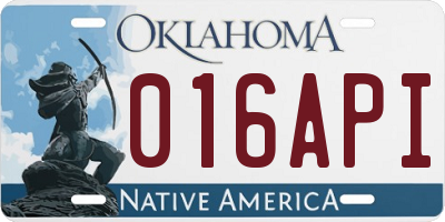 OK license plate 016API