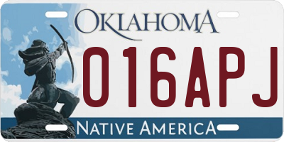 OK license plate 016APJ