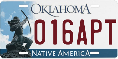 OK license plate 016APT