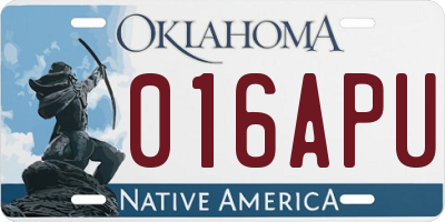 OK license plate 016APU