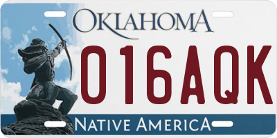 OK license plate 016AQK