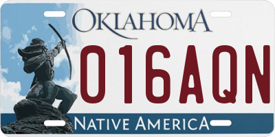 OK license plate 016AQN