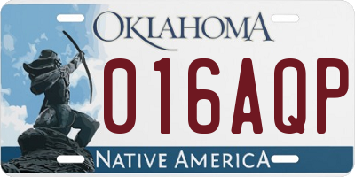 OK license plate 016AQP