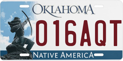 OK license plate 016AQT
