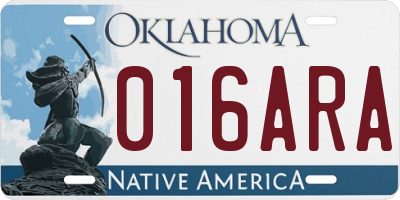OK license plate 016ARA