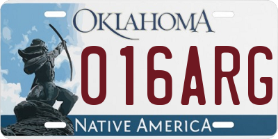 OK license plate 016ARG