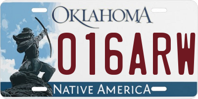 OK license plate 016ARW