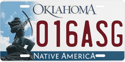 OK license plate 016ASG