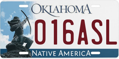 OK license plate 016ASL