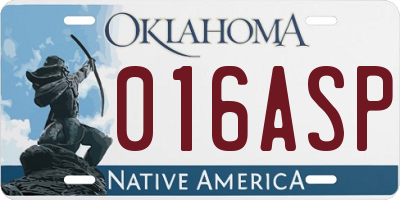 OK license plate 016ASP