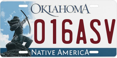 OK license plate 016ASV