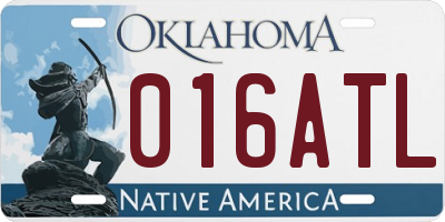 OK license plate 016ATL