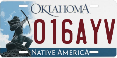 OK license plate 016AYV