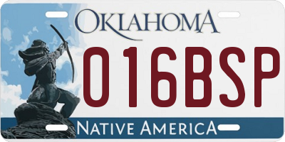 OK license plate 016BSP