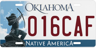 OK license plate 016CAF