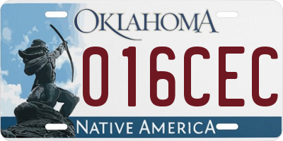 OK license plate 016CEC