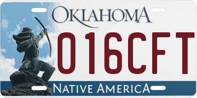 OK license plate 016CFT