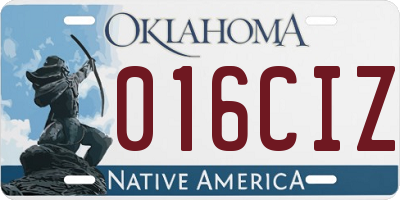 OK license plate 016CIZ