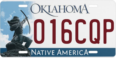 OK license plate 016CQP
