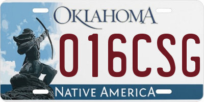 OK license plate 016CSG