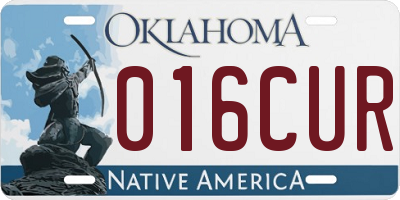 OK license plate 016CUR
