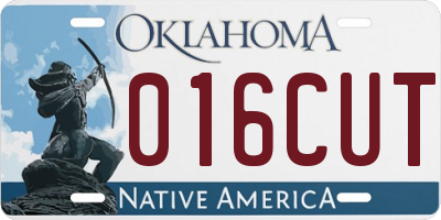OK license plate 016CUT