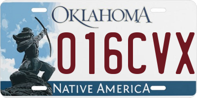 OK license plate 016CVX