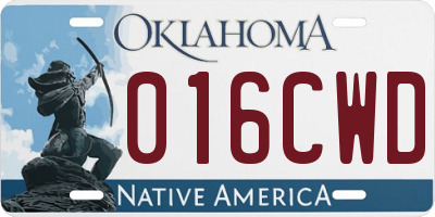 OK license plate 016CWD