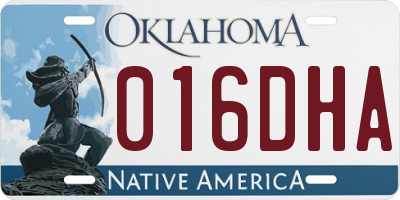 OK license plate 016DHA