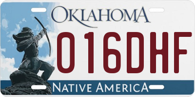 OK license plate 016DHF