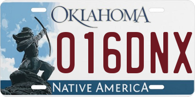 OK license plate 016DNX