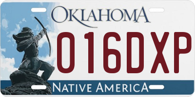 OK license plate 016DXP