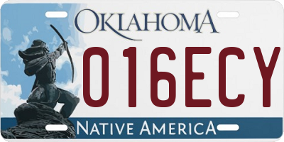 OK license plate 016ECY