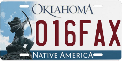 OK license plate 016FAX