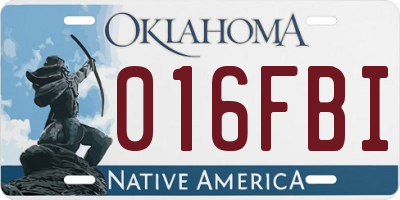 OK license plate 016FBI