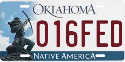 OK license plate 016FED