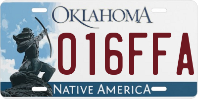 OK license plate 016FFA