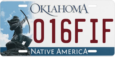 OK license plate 016FIF