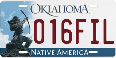 OK license plate 016FIL