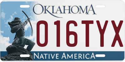 OK license plate 016TYX