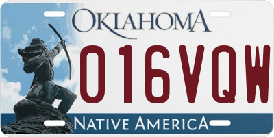 OK license plate 016VQW