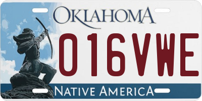 OK license plate 016VWE