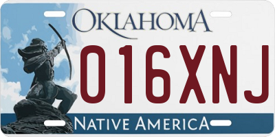 OK license plate 016XNJ