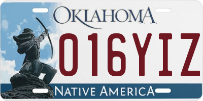OK license plate 016YIZ