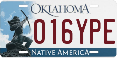 OK license plate 016YPE