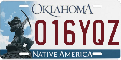OK license plate 016YQZ