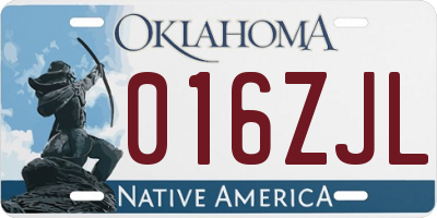 OK license plate 016ZJL
