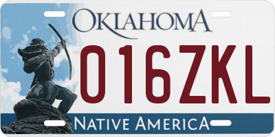 OK license plate 016ZKL